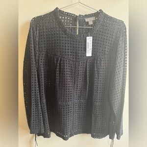 J.Crew Point Sur Black Eyelet Top Cinch Side - Size 14
